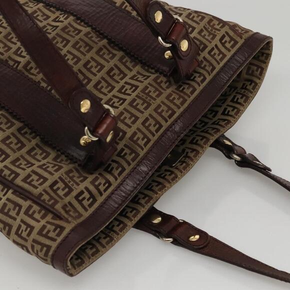 FENDI Zucchino Canvas Tote Bag Beige Gold - Picture 6 of 12
